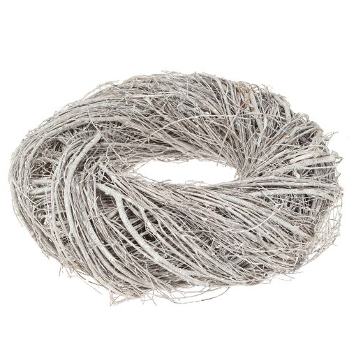 Itens Coroa decorativa feita de ramos de olmo, branco-cinza lavado Ø35cm
