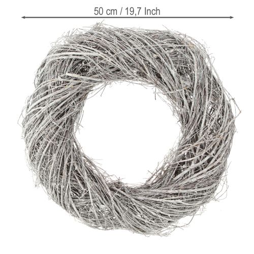 Itens Coroa decorativa grandes ramos de olmo branco-cinza lavado Ø50cm