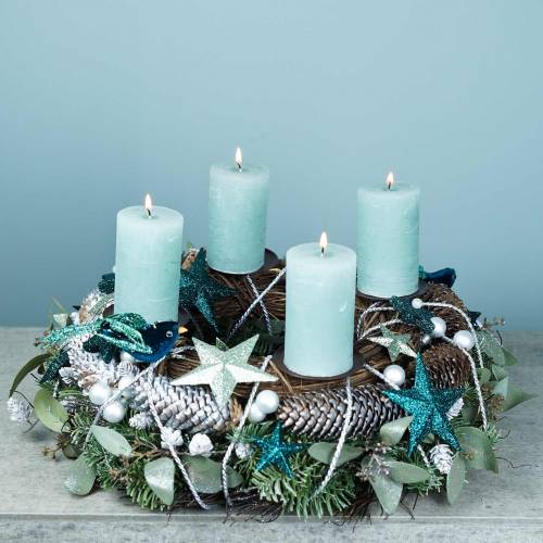 Floristik24 Grinalda decorativa de eucalipto e cones artificiais Ø45cm verde, branco