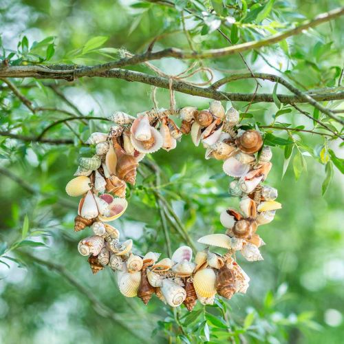 Floristik24 Coroa decorativa de conchas e caracóis decoração marítima natural Ø30cm