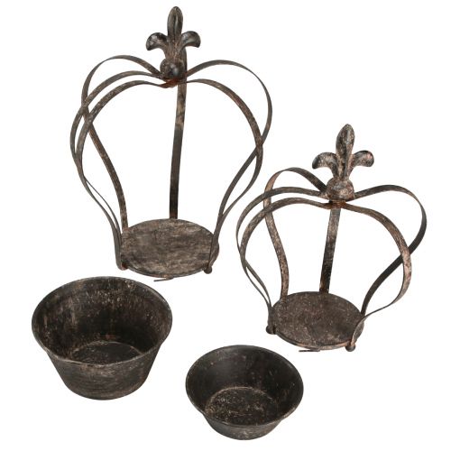 Floristik24 Coroa decorativa antiga marrom escuro ferrugem Alt.22/27cm conjunto de 2 peças