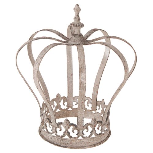 Floristik24 Coroa Decorativa Vintage Metal Crown Cinza Ferrugem Ø19cm H22cm