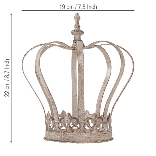 Floristik24 Coroa Decorativa Vintage Metal Crown Cinza Ferrugem Ø19cm H22cm