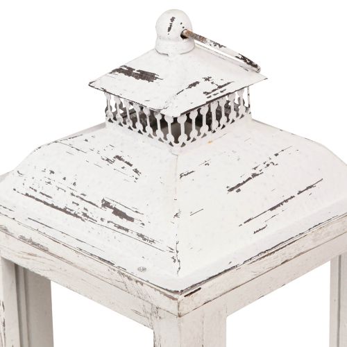Floristik24 Lanterna decorativa shabby chic madeira branca 17,5x17,5cm Alt.37cm