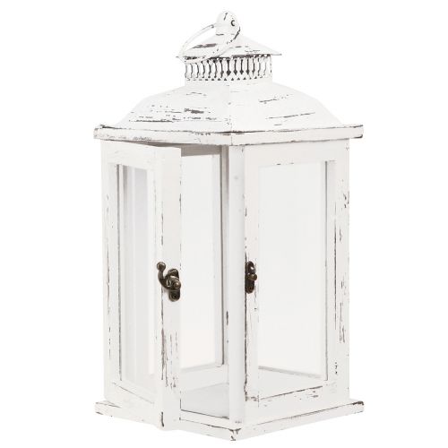 Floristik24 Lanterna decorativa shabby chic madeira branca 17,5x17,5cm Alt.37cm
