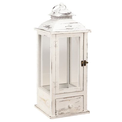 Floristik24 Lanterna decorativa vintage com gaveta branca 20×20cm Alt.51cm