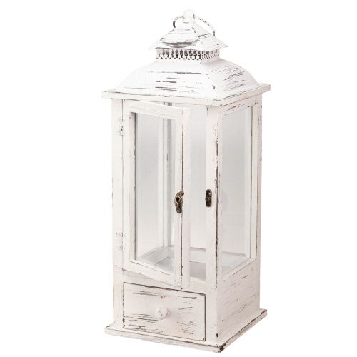 Floristik24 Lanterna decorativa vintage com gaveta branca 20×20cm Alt.51cm