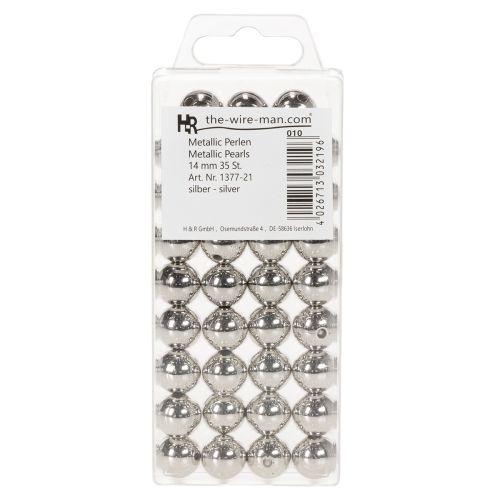 Contas decorativas, prateadas metálicas, 14 mm, 35 peças | Floristik24.pt