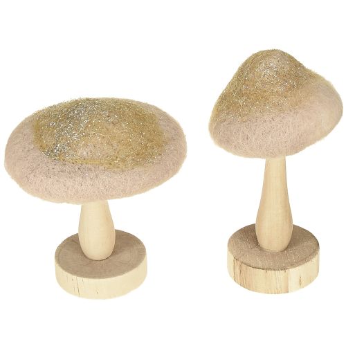 Itens Cogumelo decorativo de madeira, feltro com glitter, decoração de mesa Advento H11cm 4 peças