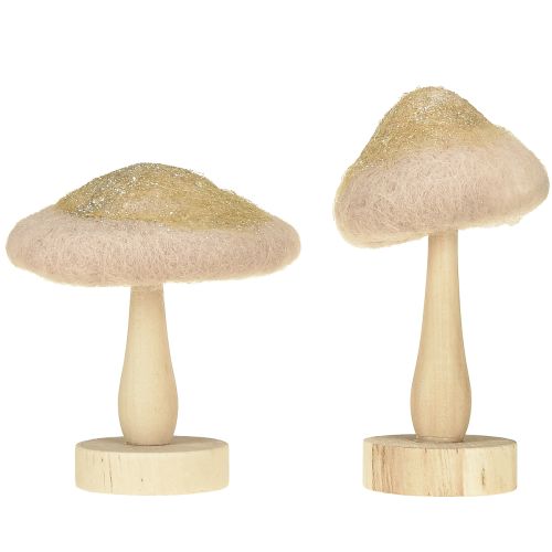 Itens Cogumelo decorativo de madeira, feltro com glitter, decoração de mesa Advento H11cm 4 peças