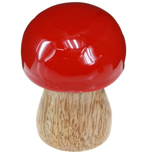 Itens Cogumelos decorativos em madeira lacada a vermelho cogumelos champignons H5cm Ø4cm 6 unidades