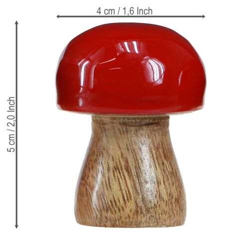 Itens Cogumelos decorativos em madeira lacada a vermelho cogumelos champignons H5cm Ø4cm 6 unidades