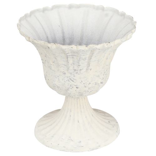 Floristik24 Copo decorativo antigo cálice de metal branco Shabby Chic Ø12cm Alt.12cm