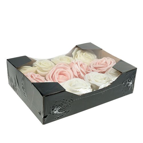 Floristik24 Rosa Deco mix branco, rosa, creme Ø7,5cm 12p