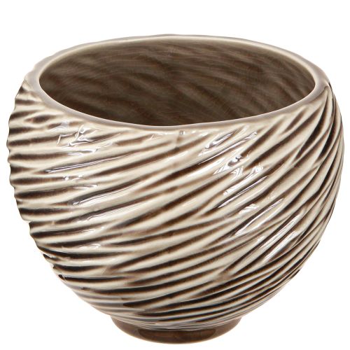 Floristik24 Tigela Decorativa Vaso Cerâmica Bege Marrom Ø15cm 2pcs
