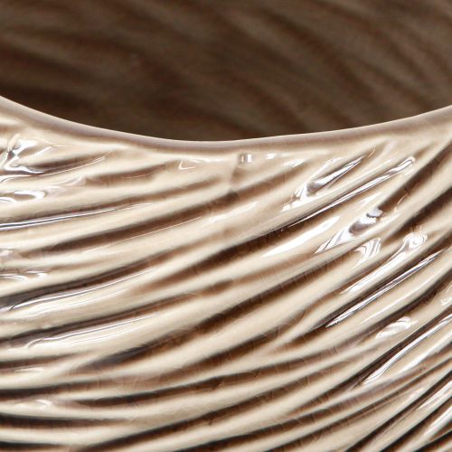 Itens Tigela Decorativa Vaso Cerâmica Bege Marrom Ø15cm 2pcs