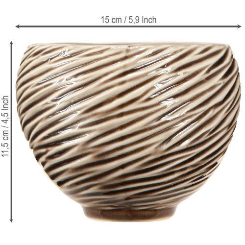 Itens Tigela Decorativa Vaso Cerâmica Bege Marrom Ø15cm 2pcs