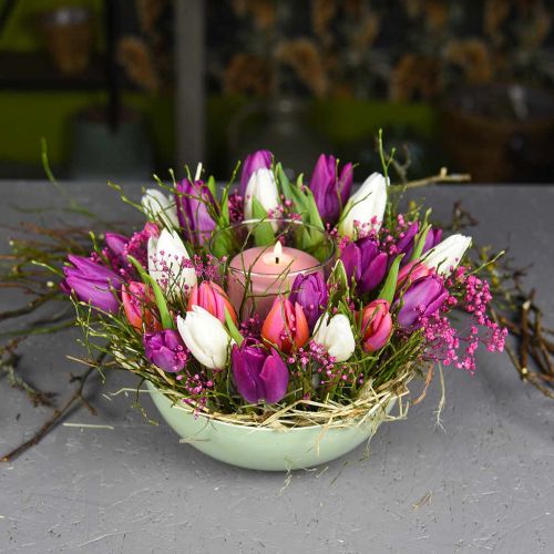 Tigela decorativa verde pastel decoração de mesa de plástico primavera Ø20cm