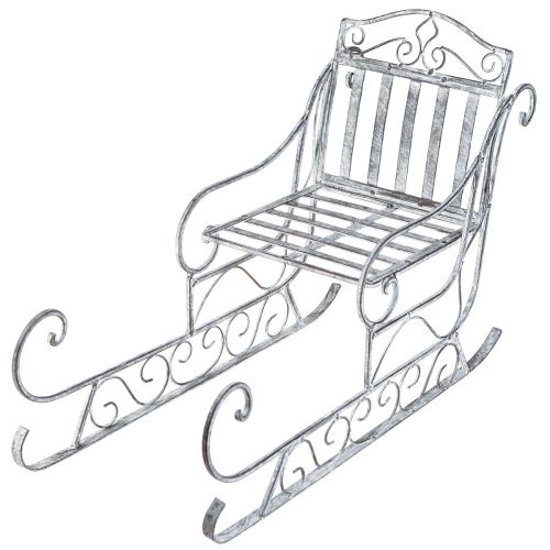 Floristik24 Trenó decorativo em metal branco lavado 47×21×32,5cm