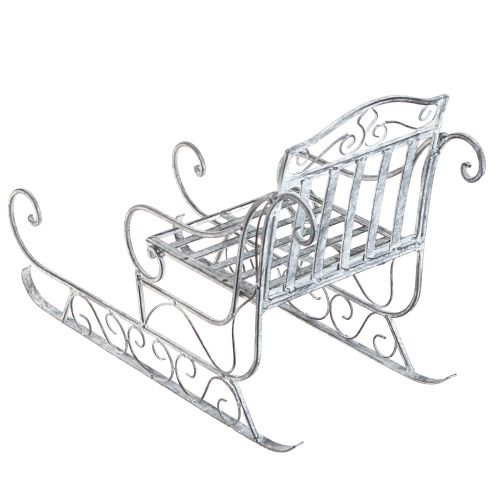 Floristik24 Trenó decorativo em metal branco lavado 47×21×32,5cm