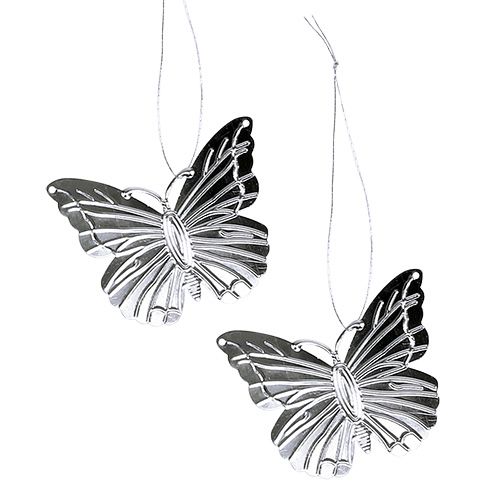 Borboletas decorativas para pendurar prata 5cm 36 unidades