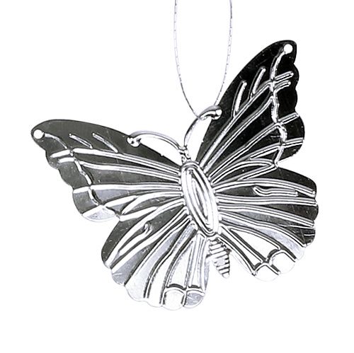 Floristik24 Borboletas decorativas para pendurar prata 5cm 36 unidades