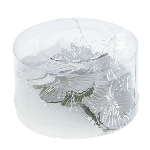 Floristik24 Borboletas decorativas para pendurar prata 5cm 36 unidades