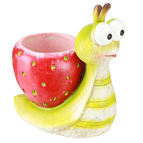Vaso decorativo caracol morango cerâmica verde vermelho 15,5cm