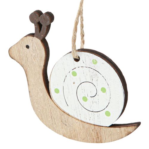 Itens Decoração decorativa em madeira de caracol para pendurar verde natural 6,5 cm 12 peças