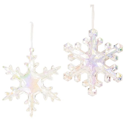 Floristik24 Flocos de neve decorativos decoração de inverno iridescente Ø14–15cm 2 unidades