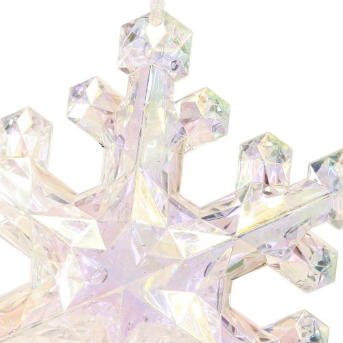 Floristik24 Flocos de neve decorativos decoração de inverno iridescente Ø14–15cm 2 unidades