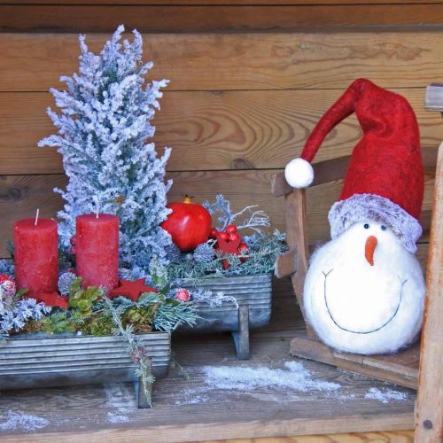 Itens Boneco de neve Deco com chapéu Decoração do Advento Figura de Natal Alt.38cm