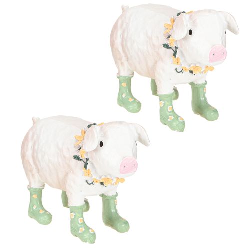 Itens Porco Decorativo com Botas de Borracha – Figura de Fazenda Engraçada com Coroa de Flores 15,5cm 2 pcs