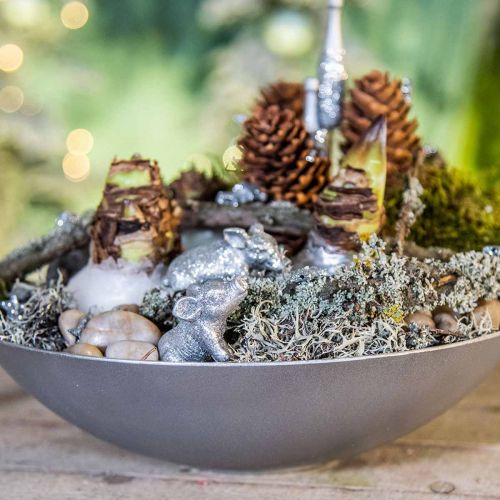 Floristik24 Porco decorativo decoração de véspera de ano novo glitter prateado 3,5 cm 2 unidades