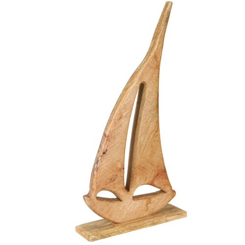 Itens Decoração Veleiro Madeira sobre Base Natural Marítimo H57,5cm