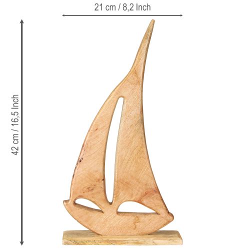 Itens Decoração Veleiro Madeira sobre Base Natural Marítimo H57,5cm