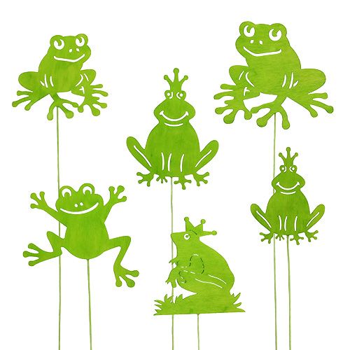 Floristik24 Palitos decorativos sapo verde 7cm - 10cm 12pcs
