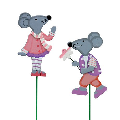 Floristik24 Rato com plug decorativo com flor 8,5 cm 14 unidades