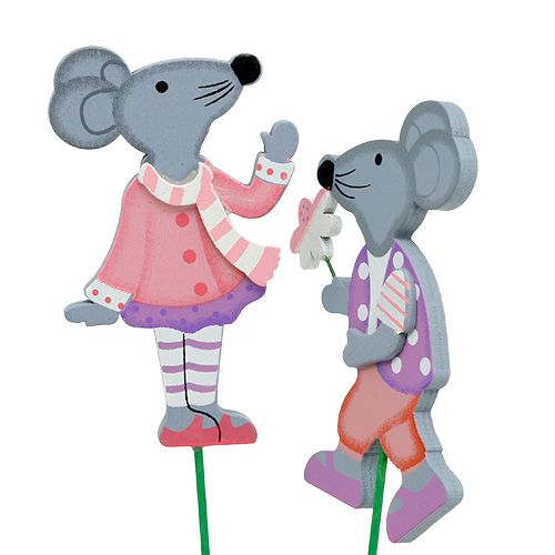 Floristik24 Rato com plug decorativo com flor 8,5 cm 14 unidades