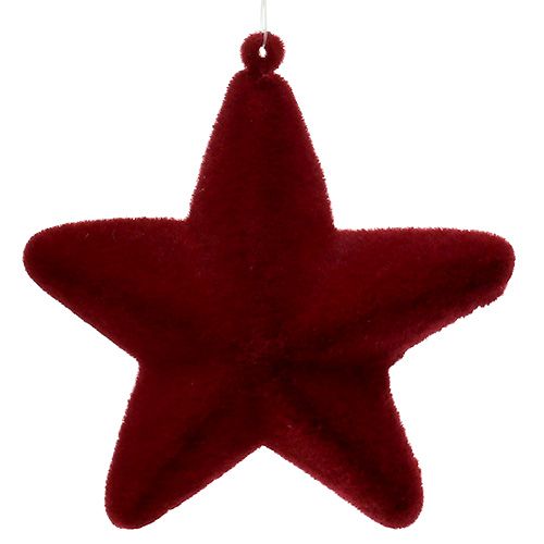 Itens Estrela decorativa vermelha escura 20cm flocada