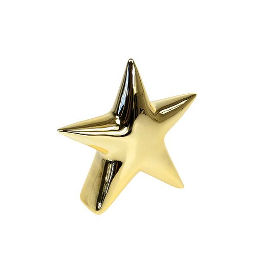 Floristik24 Estrela decorativa dourada 12 cm em pé 3 unidades