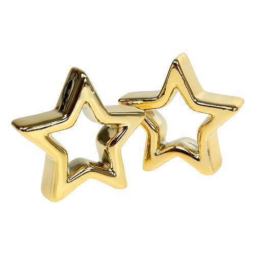Floristik24 Estrela Deco ouro 6,5 cm 6 unidades