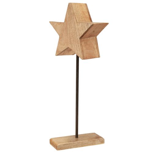 Itens Estrela decorativa em madeira sobre base em bastão verde marrom 20x9,5x50cm