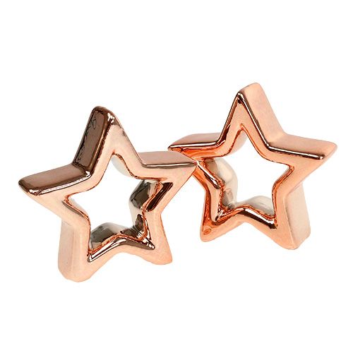 Floristik24 Deco estrela cobre 6,5 cm 6 unidades