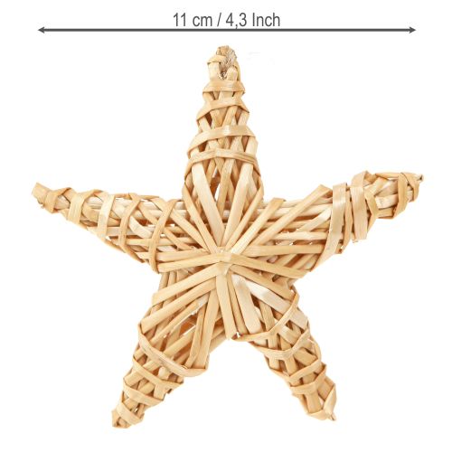 Itens Estrelas decorativas para árvore de Natal, decoração em rattan natural, 11 cm, 6 peças