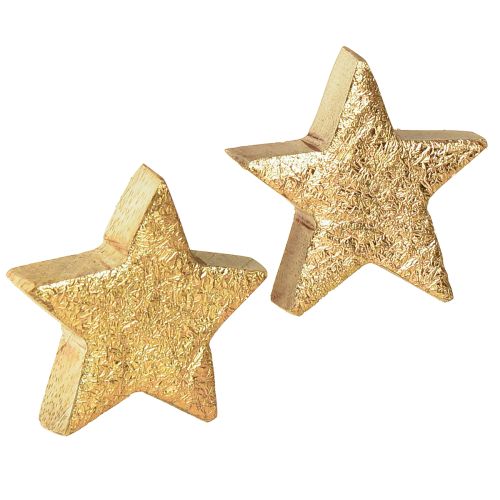 Estrelas decorativas estrelas de madeira douradas madeira de manga natural Ø5cm 12 peças