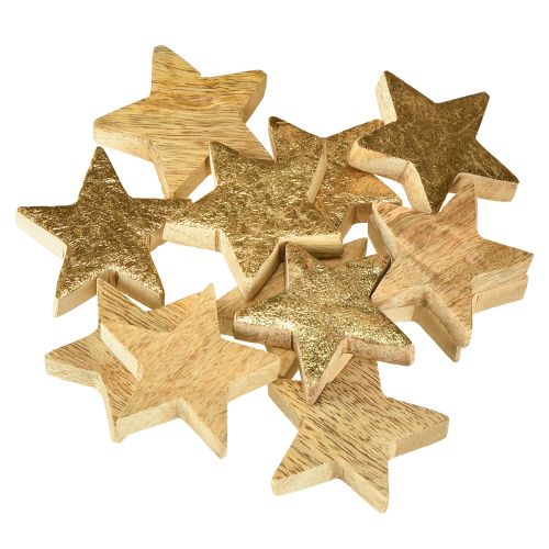 Itens Estrelas decorativas estrelas de madeira douradas madeira de manga natural Ø5cm 12 peças