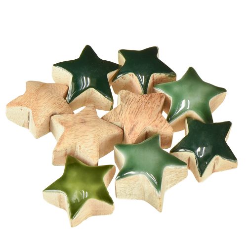 Itens Estrelas decorativas de madeira, estrelas verdes, decoração de dispersão, 3 cm, 9 peças