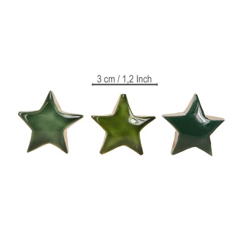 Itens Estrelas decorativas de madeira, estrelas verdes, decoração de dispersão, 3 cm, 9 peças