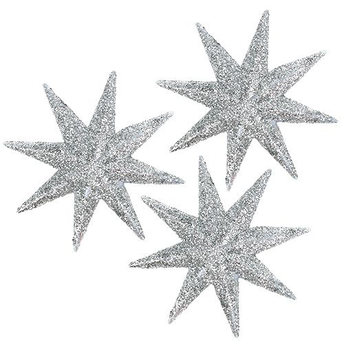 Floristik24 Estrelas decorativas de prata Ø5cm 20pcs